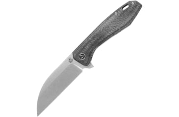 Image of QSP Knife Pelican Linerlock Folding Knife, 3.63in stonewash finish CPM S35VN stainless blade, Black, Black linen micarta handle, QS118-D1