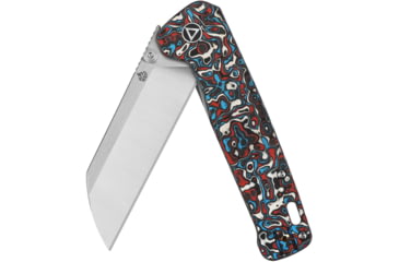 Image of QSP Knife Penguin Plus Folding Knife, 4.5in Closed, 3.38in Satin CPM-20CV SS Blade, Red/White/Blue Carbon Fiber Handle, QS130XL-G1