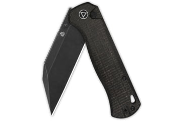 Image of QSP Knife Swordfish Folding Knife, 4.5in Closed, 3.63in Black Stonewash 14C28N Sandvik SS Blade, Dark Brown Micarta Handle, QS149-C2