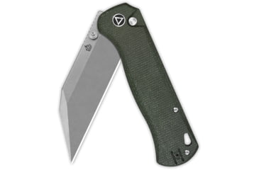 Image of QSP Knife Swordfish Folding Knife, 4.5in Closed, 3.63in Stonewash 14C28N Sandvik SS Blade, Green Canvas Micarta Handle, QS149-B1