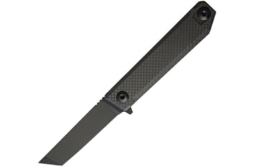 Image of Quartermaster Arthur Fonzarelli Framelock Folding Knife, 3.75in Limo Tint Finish Cpm S35Vn SS Tanto Blade, Limo Tint Titanium Handle With Carbon Fiber Front Handle, Pocket Clip, QSE15LT
