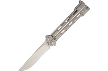 Image of Quartermaster McFly II Dress Balisong Folding Knife,4.5in,D2 Tool Steel,Skeletonized CNC Machined Titanium Handle QTRQBS2P