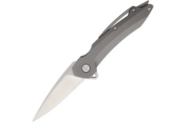 Image of Quartermaster Mr. Belvedere Stonewash Folding Knife,3.5in,S35VN Steel,Standard Edge,Spear Point,Satin,Titanium Handle QTRQSE11