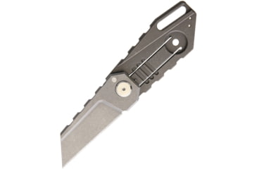 Image of Quartermaster Yoda Integrated Framelock Folding Knife, 2.5in Stonewash Cpm S35Vn SS Wharncliffe Blade, Gray Stonewash Titanium Handle, Pocket Clip, Gray, ALF6