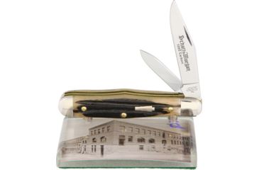 Image of Queen Swell Center Winter Bottom Folding Knife,1095 Carbon Steel,Standard Edge,Clip and Pen,Mirror Polish,Bone Handle QNKD56WB