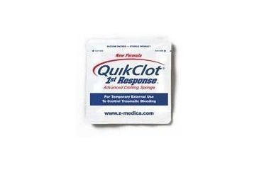 Image of QuikClot 1st Response Sponges First Aid Hemostatic Agent Z-Medica Sponges Five-Pack (5 x 25g)