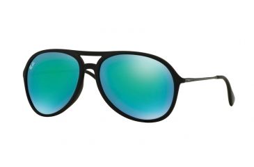 Image of Ray-Ban ALEX F RB4201F Sunglasses 622/3R-59 - Rubber Black Frame, Light Green Mirror Green Lenses
