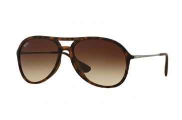 Image of Ray-Ban ALEX F RB4201F Sunglasses 865/13-59 - Rubber Havana Frame, Brown Gradient Dark Brown Lenses