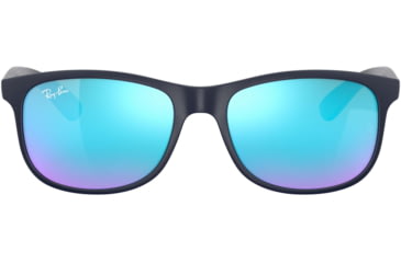 Image of Ray-Ban ANDY RB4202 Sunglasses 615355-55 - Shiny Blue On Matte Top Frame, Green Mirror Blue Lenses