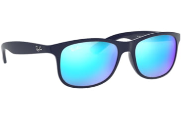 Image of Ray-Ban ANDY RB4202 Sunglasses 615355-55 - Shiny Blue On Matte Top Frame, Green Mirror Blue Lenses