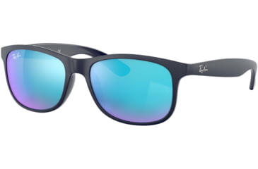 Image of Ray-Ban ANDY RB4202 Sunglasses 615355-55 - Shiny Blue On Matte Top Frame, Green Mirror Blue Lenses