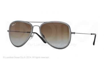 Image of Ray-Ban AVIATOR FLAT METAL RB3513M Sunglasses 147/T5-56 - Demi Glos Sand Gunmetal Frame, Grey Gradient Brown Polar Lenses