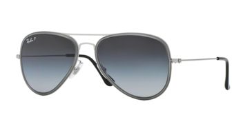 Image of Ray-Ban AVIATOR FLAT METAL RB3513M Sunglasses 164/T3-56 - Demi Glos Sand Silver Frame, Grey Gradient Dark Grey Polar Lenses