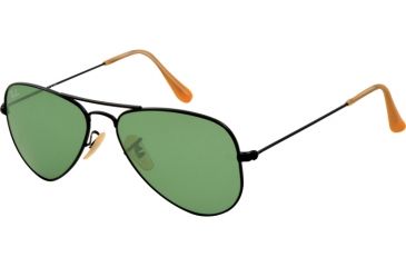 Image of Ray-Ban Aviator Small Metal Sunglasses RB3044 006/14-52 - Matte Black Frame, light green Lenses