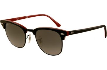 Image of Ray-Ban Clubmaster Prescription Sunglasses RB3016 RB3016-110371-5121 - Lens Diameter 51 mm, Frame Color Top Black On Red