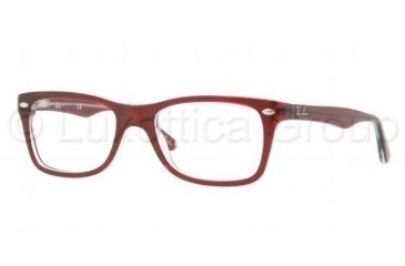 Image of Ray-Ban Eyeglasses RX5228 with Rx Prescription Lenses 5112-5317 - Top Bordeaux / Transparent Red Frame, Demo Lens Lenses