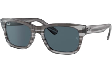 Image of Ray-Ban Mr Burbank RB2283 Sunglasses, Blue Lenses, Striped Gray, 55, RB2283-1314R5-55