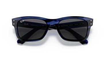Image of Ray-Ban Mr Burbank RB2283 Sunglasses, Dark Grey Lenses, Striped Blue, 55, RB2283-1339B1-55