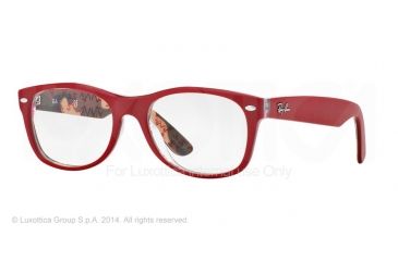 Image of Ray-Ban New Wayfarer Eyeglasses RX5184 with Rx Prescription Lenses 5406-52 - Top Matte Red On Texture Frame