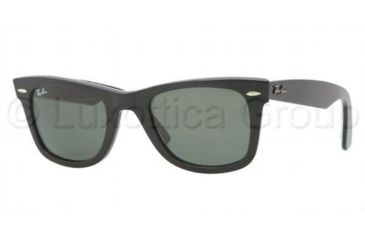 Image of Ray-Ban Original Wayfarer Sunglasses RB2140 1088-5022 - Top Black On Texture Frame, Crystal Green Lenses