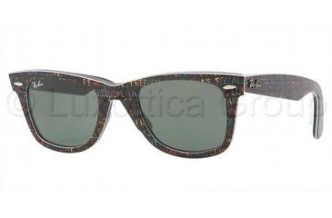Image of Ray-Ban Original Wayfarer Sunglasses RB2140 1089-5022 - Top Texture On Black Frame, Crystal Green Lenses