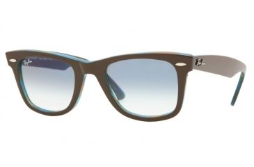 Image of Ray-Ban Original Wayfarer Sunglasses RB2140, Top Brown On Str. Azure Crystal Gradient Light Blue, 10573F-5022