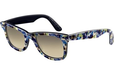 Image of Ray-Ban Original Wayfarer Sunglasses, Top Flow. Blue-Whi. On Blue Frame / Crystal Gray Grad. 50mm Lenses, 102132-5022