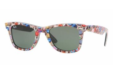 Image of Ray-Ban Wayfarer Sunglasses, Buttons Pins On Black Crystal Green 1049-5022