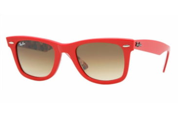 Image of Ray-Ban Wayfarer Sunglasses, Buttons Pins Top Red Crystal Brown Gradient 105151-5022