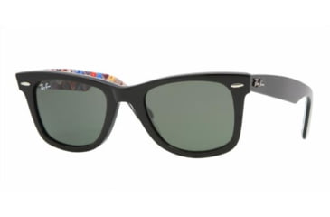 Image of Ray-Ban Wayfarer Sunglasses, Buttons Pins Top Black Crystal Green 1052-5022