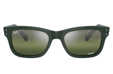 Image of Ray-Ban RB2283 Mr Burbank Sunglasses - Mens, Green Frame, Dark Green Grad Mirror Polarized Lens, 55, RB2283-6659G4-55