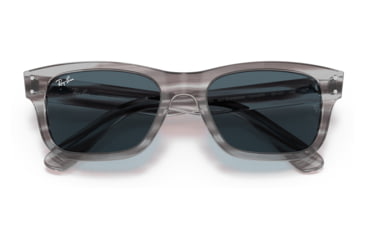 Image of Ray-Ban RB2283 Mr Burbank Sunglasses - Mens, Striped Gray Frame, Blue Lens, 58, RB2283-1314R5-58