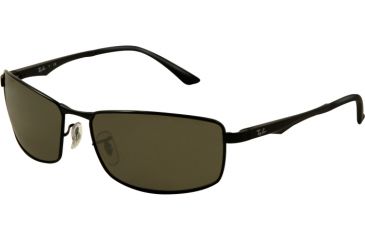 Image of Ray-Ban RB3498 Sunglasses 002/71-6417 - Black Frame, Green Lenses