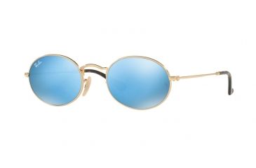 Image of Ray-Ban RB3547N Sunglasses 001/9O-51 - Gold Frame, Light Blue Flash Lenses