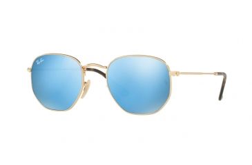 Image of Ray-Ban RB3548NF Sunglasses 001/9O-54 - Gold Frame, Light Blue Flash Lenses