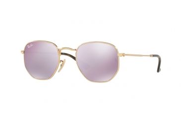 Image of Ray-Ban RB3548NF Sunglasses 001/8O-54 - Gold Frame, Wisteria Flash Lenses