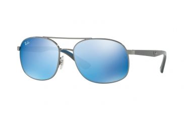 Image of Ray-Ban RB3593 Sunglasses 004/55-58 - Gunmetal Frame, Blue Mirror Blue Lenses