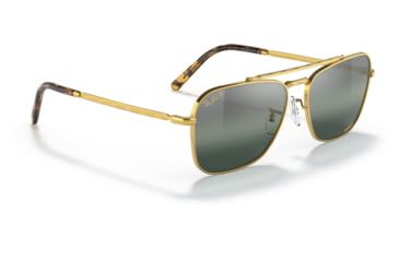 Image of Ray-Ban RB3636 New Caravan Sunglasses, Legend Gold Frame, Silver/Blue Chromance Lens, Polarized, 58, RB3636-9196G6-58