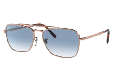 Image of Ray-Ban RB3636 New Caravan Sunglasses, Rose Gold Frame, Clear Gradient Blue Lens, 55, RB3636-92023F-55