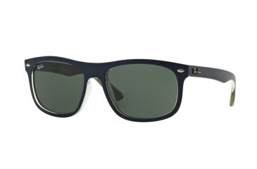 Image of Ray-Ban RB4226F Sunglasses 618871-59 - Top Mat Blue On Military Green Frame, Dark Green Lenses