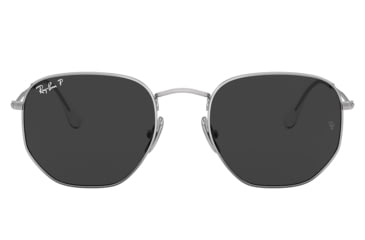 Image of Ray-Ban RB8148 Hexagonal Sunglasses, Silver Frame, Black Lens, Polarized, 51, RB8148-920948-51