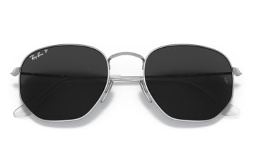 Image of Ray-Ban RB8148 Hexagonal Sunglasses, Silver Frame, Black Lens, Polarized, 51, RB8148-920948-51