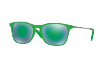 Image of Ray-Ban RJ9061S Sunglasses 70073R-49 - Green Fluo Trasp Rubber Frame, Light Green Mirror Green Lenses