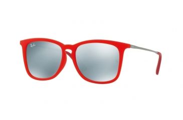 Image of Ray-Ban RJ9063SF Sunglasses 701030-51 - Trasparent Red Rubber Frame, Green Mirror Silver Lenses