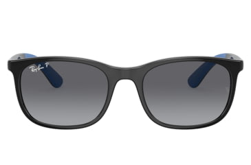 Image of Ray-Ban RJ9076S Sunglasses - Kid's, Black On Rubber Blue Frame, Grey Gradient Polarized Lens, 49, RJ9076S-7122T3-49