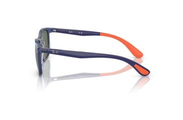 Image of Ray-Ban RJ9076S Sunglasses - Kids, Transp Blue On Rubber Orange Frame, Dark Green Lens, 49, RJ9076S-712471-49