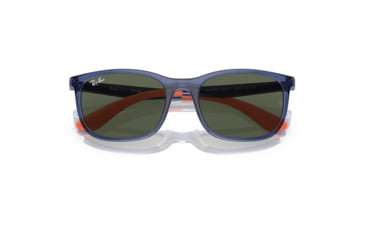 Image of Ray-Ban RJ9076S Sunglasses - Kids, Transp Blue On Rubber Orange Frame, Dark Green Lens, 49, RJ9076S-712471-49