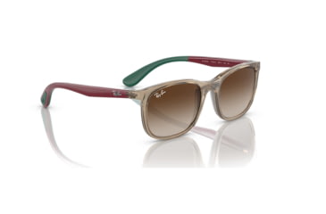 Image of Ray-Ban RJ9076S Sunglasses - Kids, Transp Brown On Rubber Green Frame, Brown Gradient Lens, 49, RJ9076S-712313-49