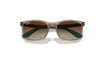 Image of Ray-Ban RJ9076S Sunglasses - Kids, Transp Brown On Rubber Green Frame, Brown Gradient Lens, 49, RJ9076S-712313-49