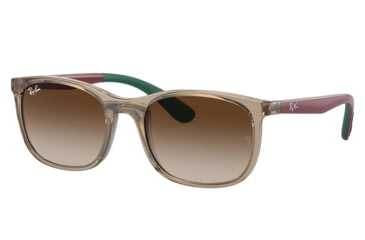Image of Ray-Ban RJ9076S Sunglasses - Kid's, Transp Brown On Rubber Green Frame, Brown Gradient Lens, 49, RJ9076S-712313-49